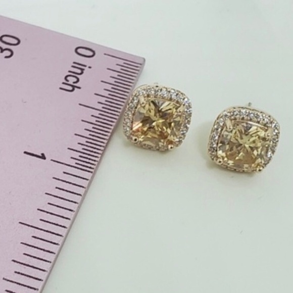 Rose Gold Plated Champagne Stud Earrings - Picture 4 of 5